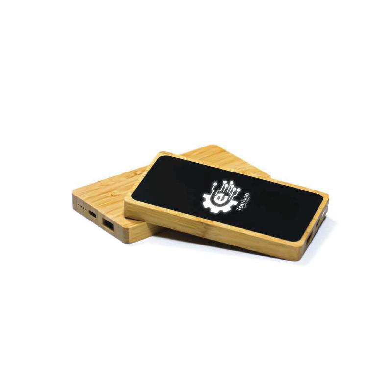 Light up Logo Bamboo Powerbank with Logo